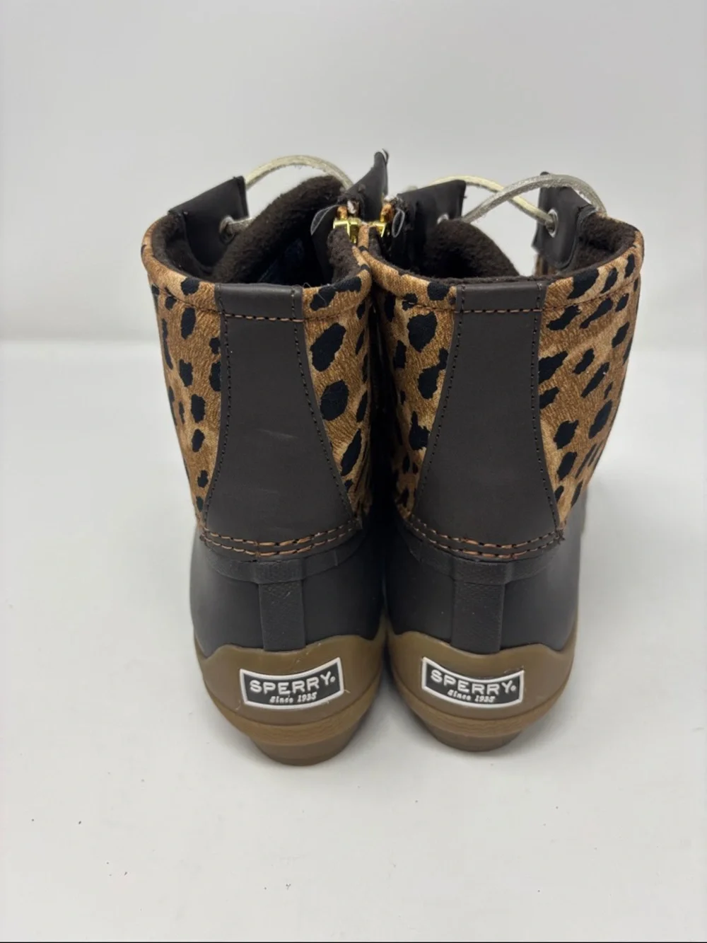 Sperry | Leopard Print Duck Boots -‎ Women's Waterproof Ankle Boot 8.5
